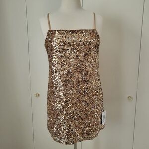 ASOS Gold Sequin Mini Cami Dress Party Holiday NYE